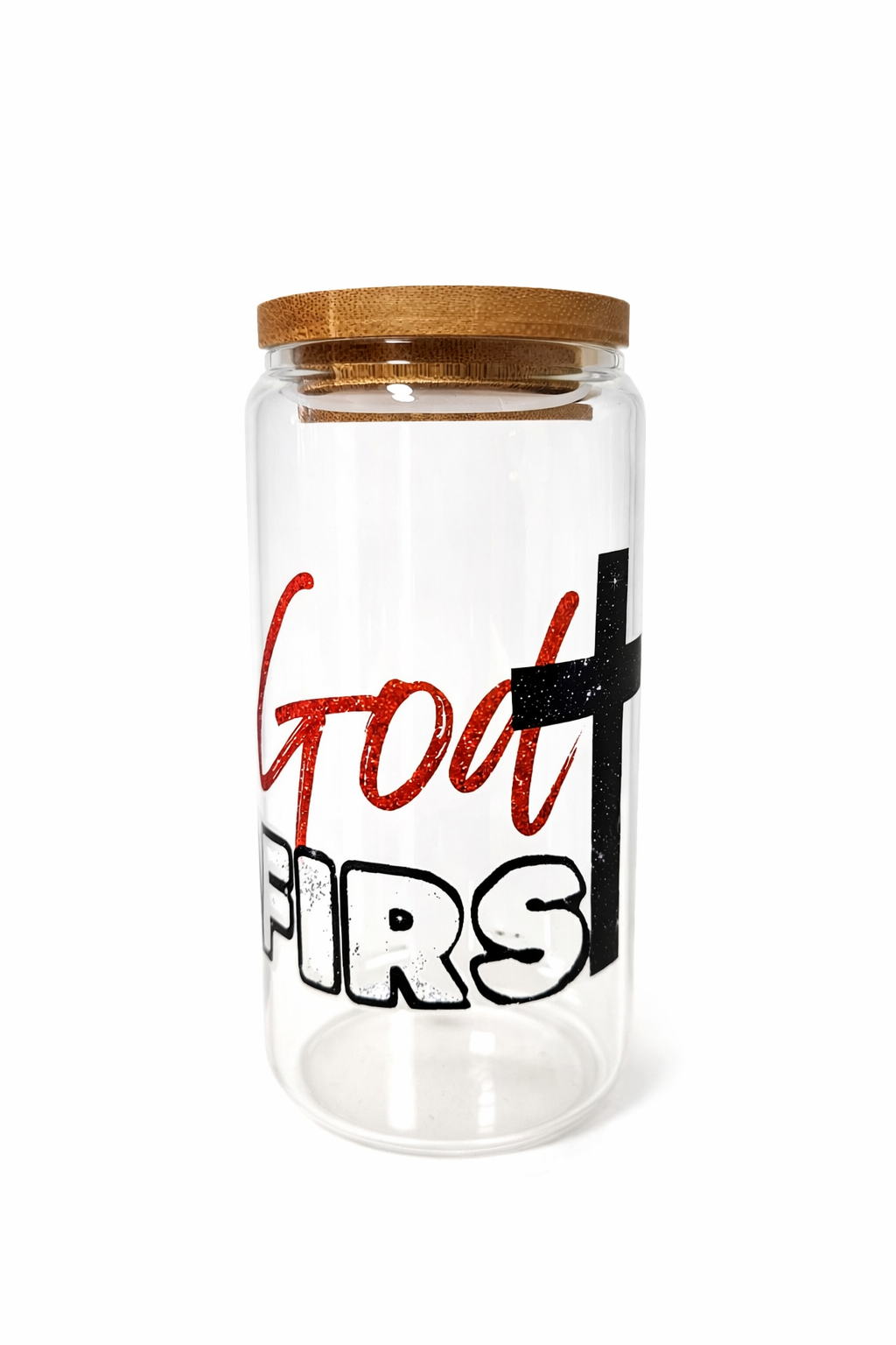 God FIRS 16 oz Glass Cup with Bamboo Lid & Straw - Image 4